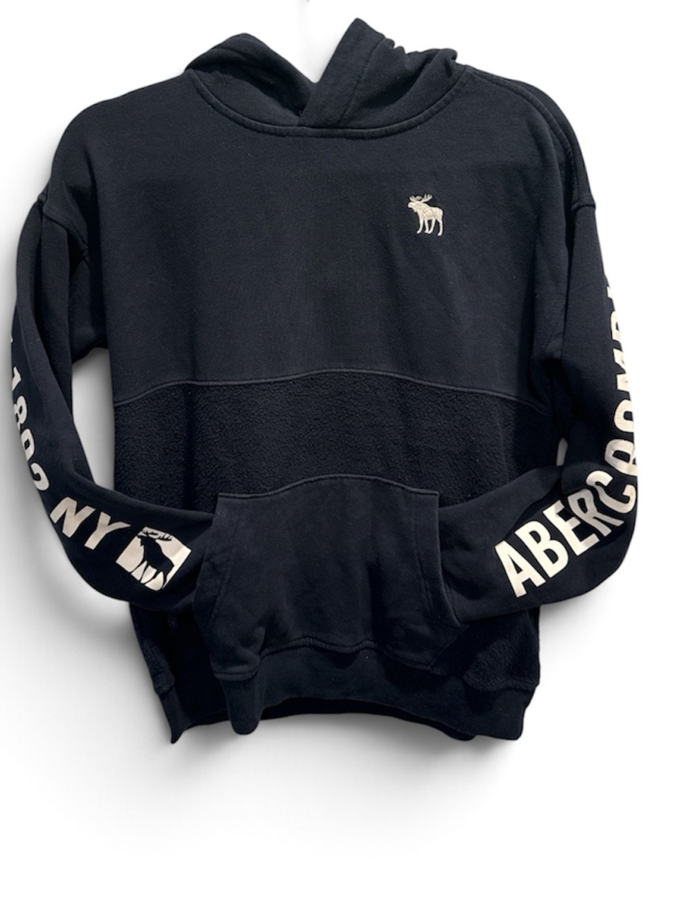 Abercrombie & Fitch Youth Navy Hoodie with Sleeve Logo Size 13/14